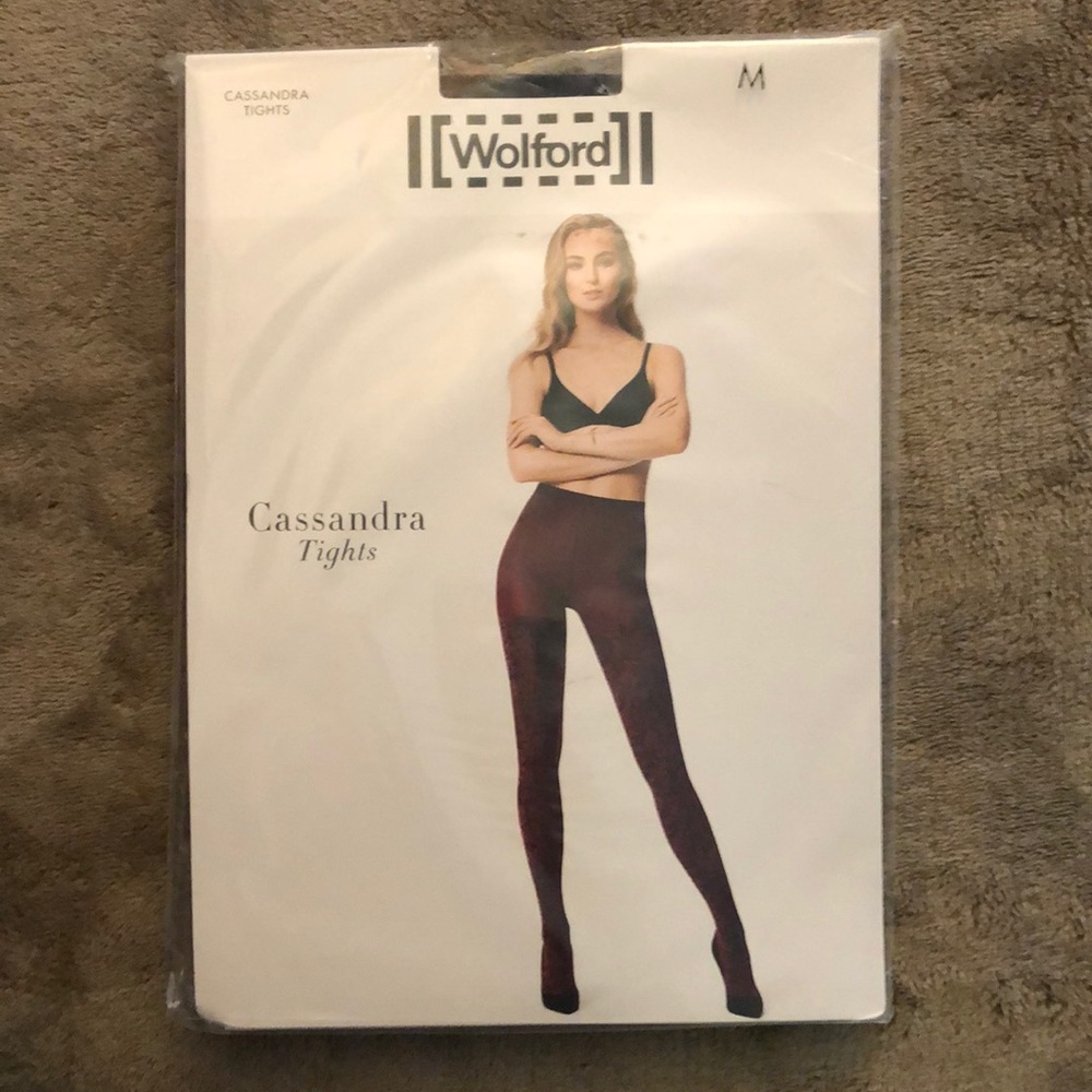 Wolford Cassandra tights sz M in sapphire/black